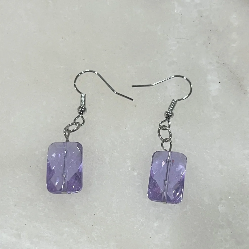 Dainty Lavender Drop Crystal Dangle Earrings